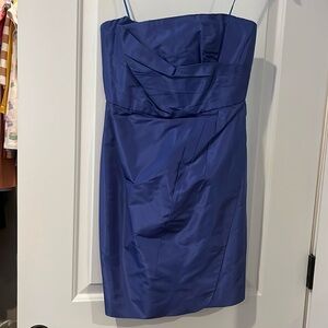 100% silk J. Crew strapless cornflower blue dress. Very flattering on!